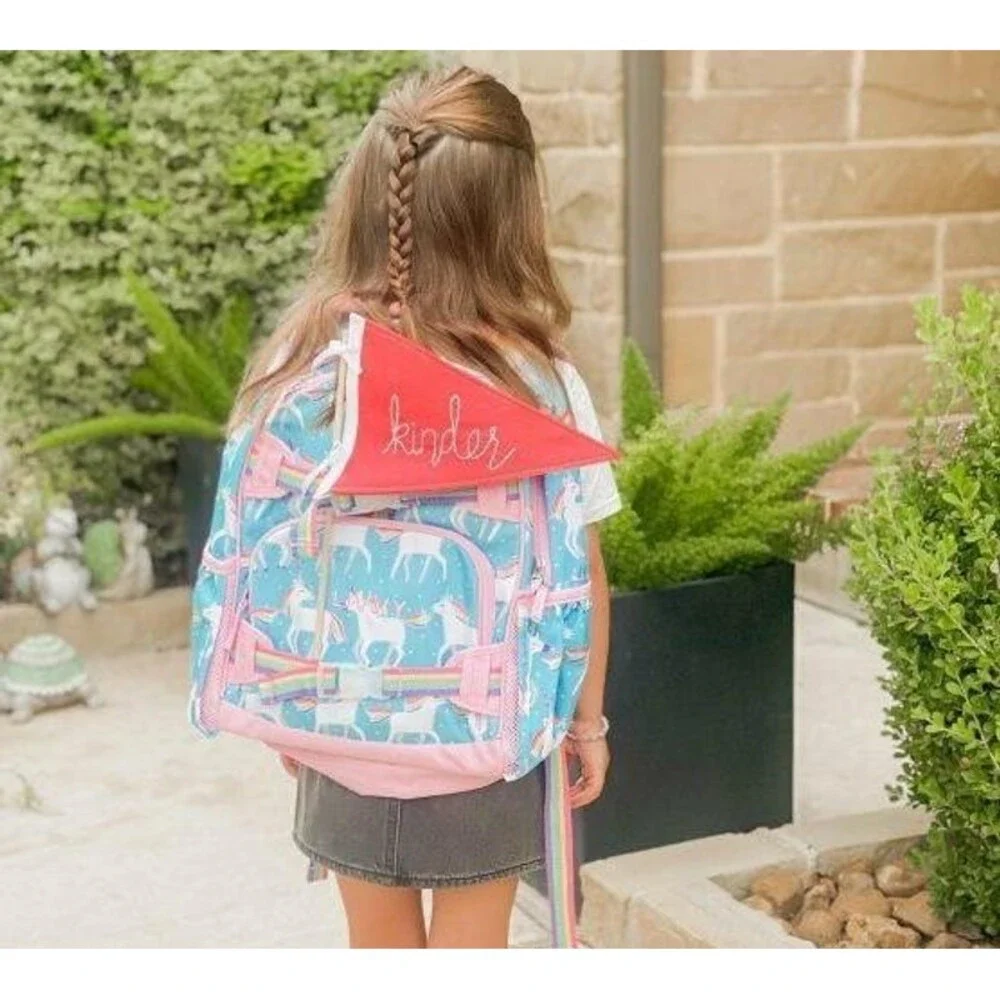 Pottery barn School BACKPACK LARGE Rainbow Unicorn Parade Heart Travel pink girl